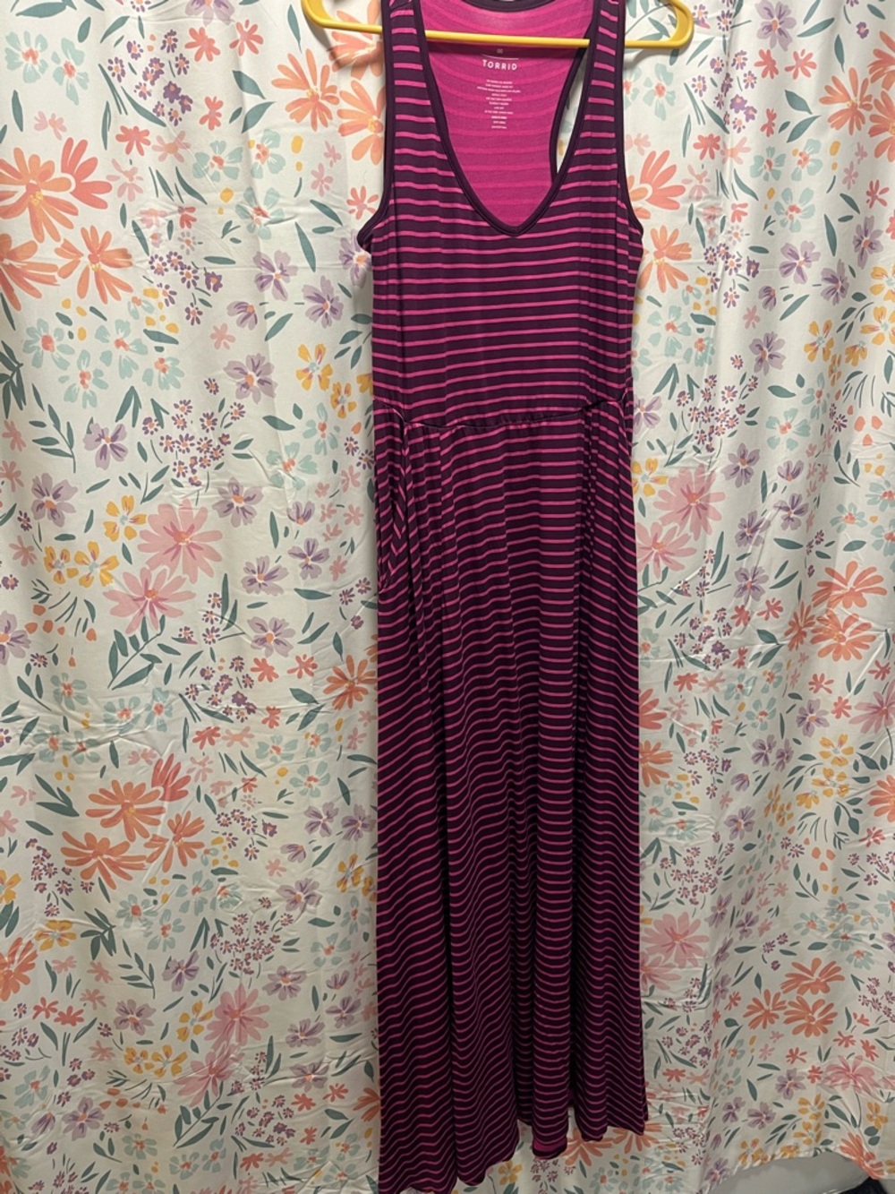 torrid Sleeveless Striped Maxi Dress in Magenta & Black